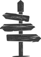 AI generated Silhouette wooden directional signboard black color only vector