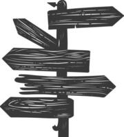 AI generated Silhouette wooden directional signboard black color only vector