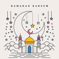 Ramadan Kareem Line Art design template background suitable for Ramadan posters, Islamic backgrounds, Eid Mubarak, Eid al-Fitr, Eid al-Adha, etc. vector