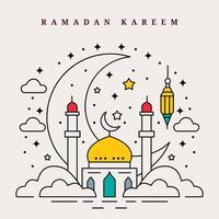 Ramadan Kareem Line Art design template background suitable for Ramadan posters, Islamic backgrounds, Eid Mubarak, Eid al-Fitr, Eid al-Adha, etc. vector