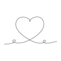 Heart continuous one line art drawing color shape Love sign outline Vector illustration