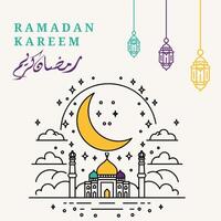 Ramadan Kareem Line Art background design template suitable for Ramadan posters, Islamic backgrounds, Eid Mubarak, Eid al-Fitr, Eid al-Adha, etc. vector