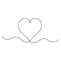 Heart continuous one line art drawing color shape Love sign outline Vector illustration