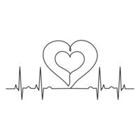 Heart continuous one line art drawing color shape Love sign outline Vector illustration