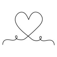 Heart continuous one line art drawing color shape Love sign outline Vector illustration