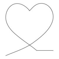 Heart continuous one line art drawing color shape Love sign outline Vector illustration