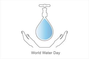 Continuous one line drawing of earth water. World water day concept isolated vector illustration