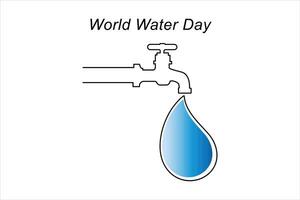 Continuous one line drawing of earth water. World water day concept isolated vector illustration