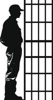 AI generated Silhouette prisoner in jail black color only full body vector