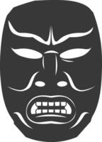 AI generated Silhouette Japanese Traditional Mask black color only vector