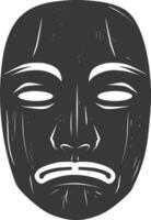 AI generated Silhouette Japanese Traditional Mask black color only vector