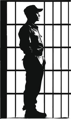 AI generated Silhouette prisoner in jail black color only full body
