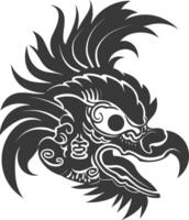 AI generated Silhouette Japanese Traditional Mask black color only vector