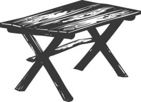 AI generated Silhouette Wooden Table black color only vector