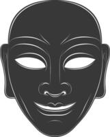 AI generated Silhouette Japanese Traditional Mask black color only vector