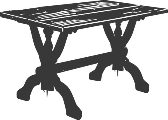 AI generated Silhouette Wooden Table black color only