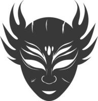 AI generated Silhouette Japanese Traditional Mask black color only vector