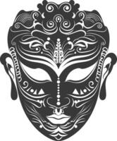 AI generated Silhouette Japanese Traditional Mask black color only vector