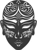 AI generated Silhouette Japanese Traditional Mask black color only vector