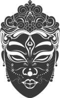 AI generated Silhouette Japanese Traditional Mask black color only vector