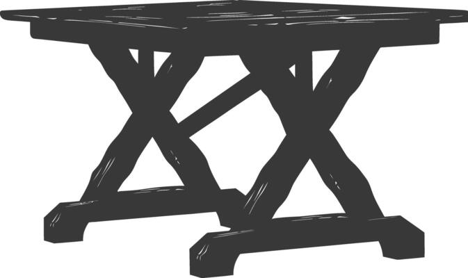 AI generated Silhouette Wooden Table black color only
