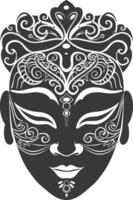 AI generated Silhouette Japanese Traditional Mask black color only vector