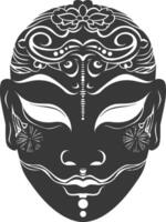 AI generated Silhouette Japanese Traditional Mask black color only vector