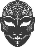 AI generated Silhouette Japanese Traditional Mask black color only vector