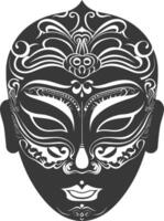 AI generated Silhouette Japanese Traditional Mask black color only vector