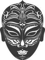 AI generated Silhouette Japanese Traditional Mask black color only vector