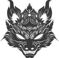 AI generated Silhouette Japanese Traditional Mask black color only vector