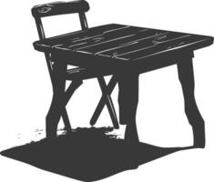 AI generated Silhouette Wooden Table black color only vector