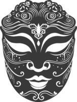 AI generated Silhouette Japanese Traditional Mask black color only vector