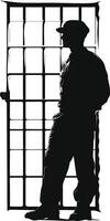 AI generated Silhouette prisoner in jail black color only full body vector