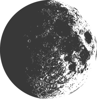 AI generated Silhouette First Quarter Moon black color only