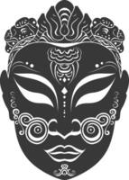 AI generated Silhouette Japanese Traditional Mask black color only vector