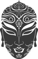 AI generated Silhouette Japanese Traditional Mask black color only vector