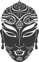 AI generated Silhouette Japanese Traditional Mask black color only vector