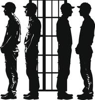 AI generated Silhouette prisoner in jail black color only full body vector