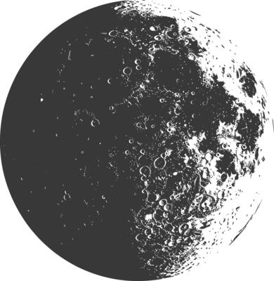AI generated Silhouette First Quarter Moon black color only
