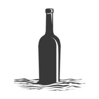 AI generated Silhouette a bottle black color only vector