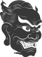 AI generated Silhouette Japanese Traditional Mask  black color only vector