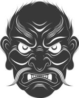 AI generated Silhouette Japanese Traditional Mask  black color only vector