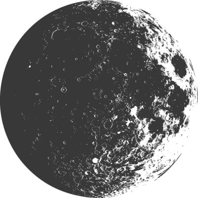 AI generated Silhouette First Quarter Moon black color only