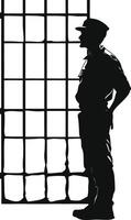 AI generated Silhouette prisoner in jail black color only full body vector