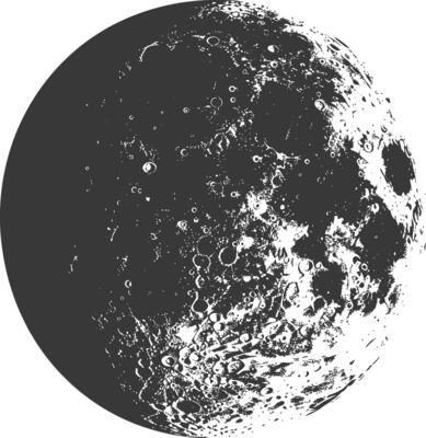 AI generated Silhouette First Quarter Moon black color only
