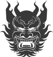 AI generated Silhouette Japanese Traditional Mask  black color only vector