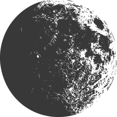 AI generated Silhouette First Quarter Moon black color only