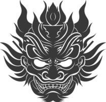 AI generated Silhouette Japanese Traditional Mask  black color only vector