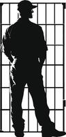 AI generated Silhouette prisoner in jail black color only full body vector